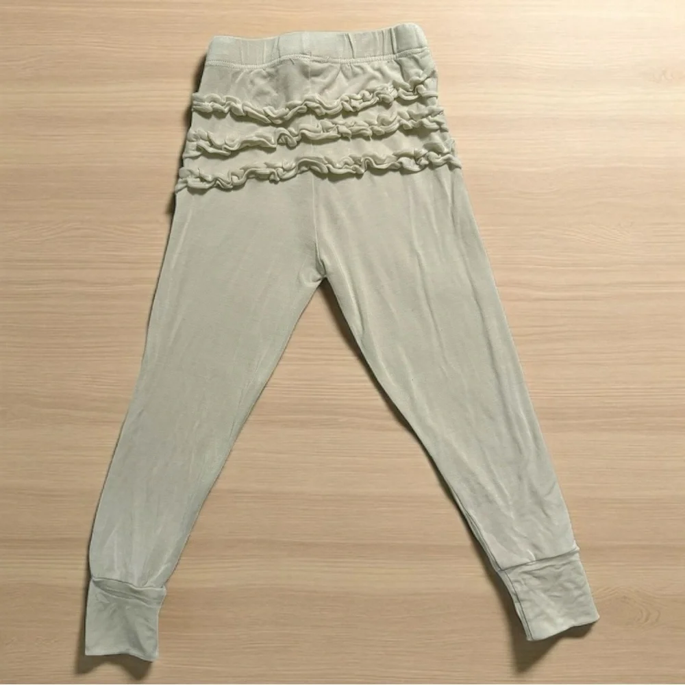Birdie Bean Bamboo Ruffle Leggings 18-24M Cream Soft Pajama Pant - Picture 4 of 5